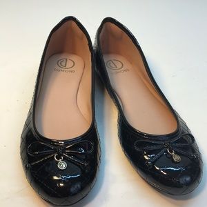 Dumond Black Leather Quilted-Design Flats Size 8